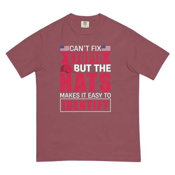 Unisex garment-dyed heavyweight t-shirt Cant Fix Stupid but the Hats Make it Easy to Identify - Image 6