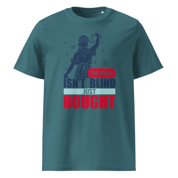 Unisex organic ribbed neck t-shirt - The Court isn't Blind Just Bought - Image 3