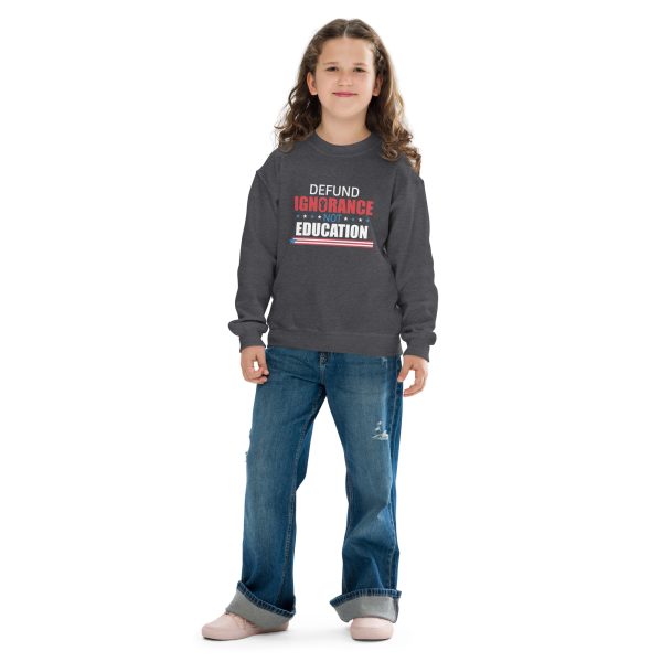 Youth crewneck sweatshirt Defund Ignorance not Education - Image 4
