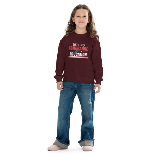 Youth crewneck sweatshirt Defund Ignorance not Education - Image 3