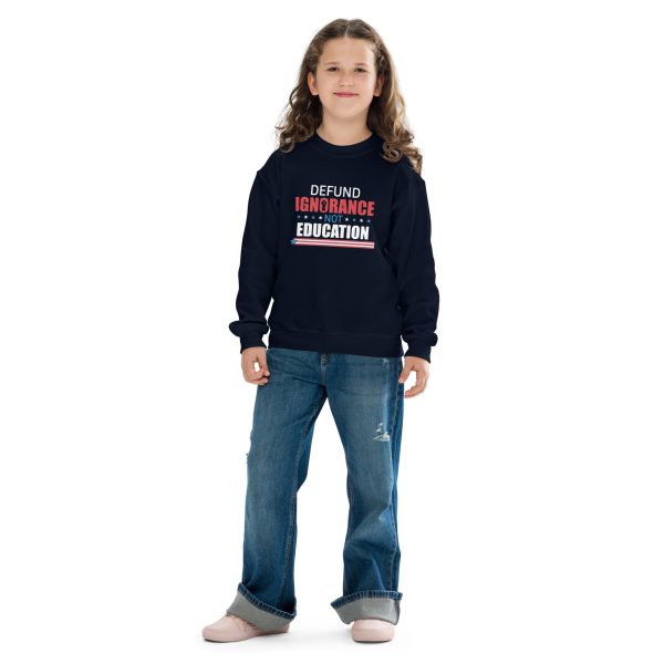 Youth crewneck sweatshirt Defund Ignorance not Education - Image 2