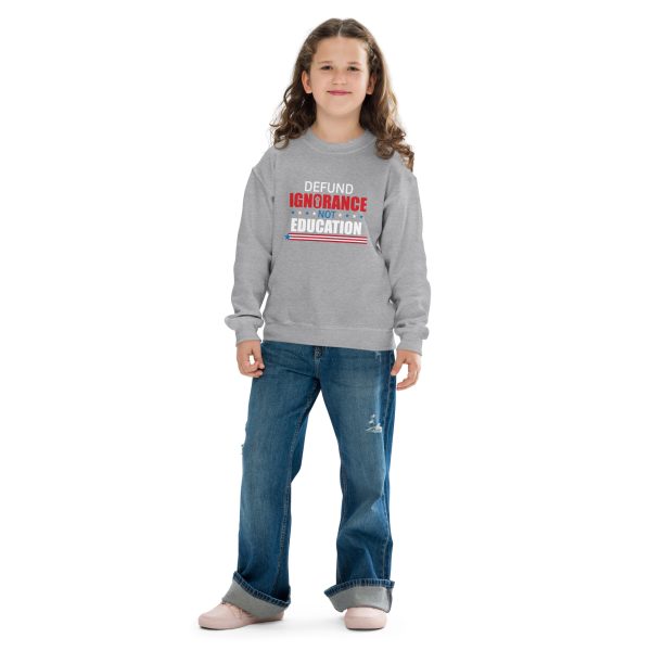 Youth crewneck sweatshirt Defund Ignorance not Education - Image 5